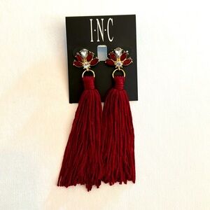 INC maroon tassel earrings NWT